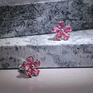 Beautiful Tiny Plum Blossom Zircon Dainty Stud Earrings for Women, UNVN12455